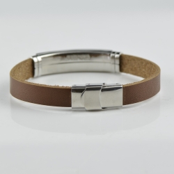 Multicolor Amber bracelet with leather for men
